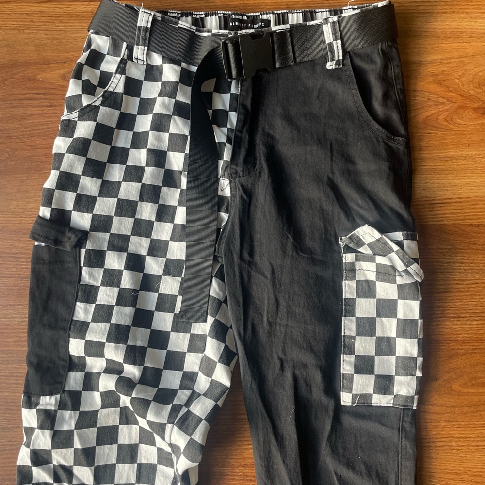 Almost Famous Black and White Checkered Skinny Pants